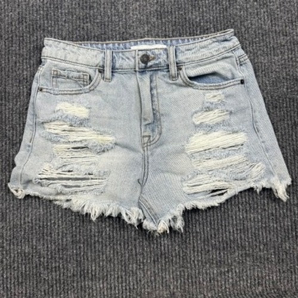 Hidden Jeans Distressed Denim Shorts Size Small Light Wash Frayed Hem HD4981-LT